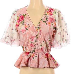 HEMANT & NANDITA Pink Floral Blouse
